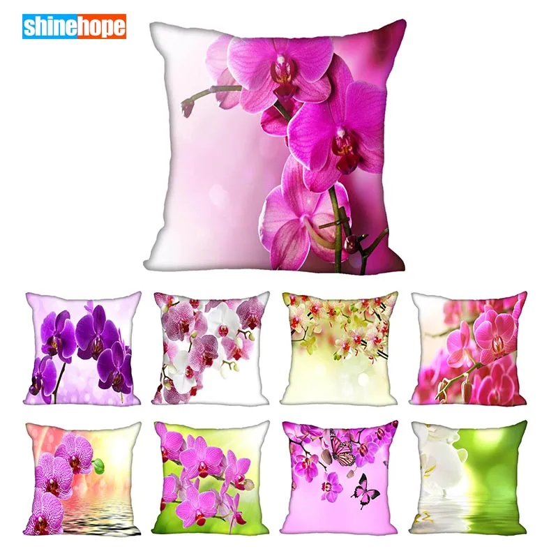 

Custom Colour Orchid Flower Square Pillowcase Custom Zippered Pillow Cover Case 40x40,45x45cm(One Side)