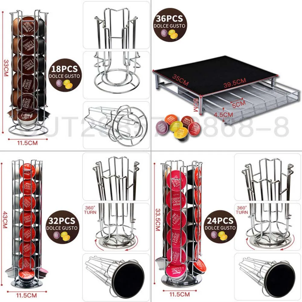 Storage Dolce Gusto Nespresso Capsule Holder Stainless Steel Display Capsule Rack Stand Kitchen Table Metal Shelf Free Shipping