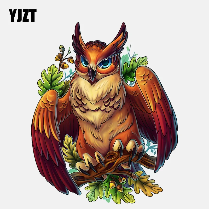 

YJZT 13.5CM*16.7CM Owl Wings Branch Plant PVC Motorcycle Car Sticker 11-01327