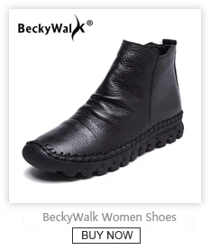 BeckyWalk/зимняя женская обувь из натуральной кожи; ботильоны больших размеров; женские ботиночки с круглым носком; женские короткие зимние ботинки; WSH3067