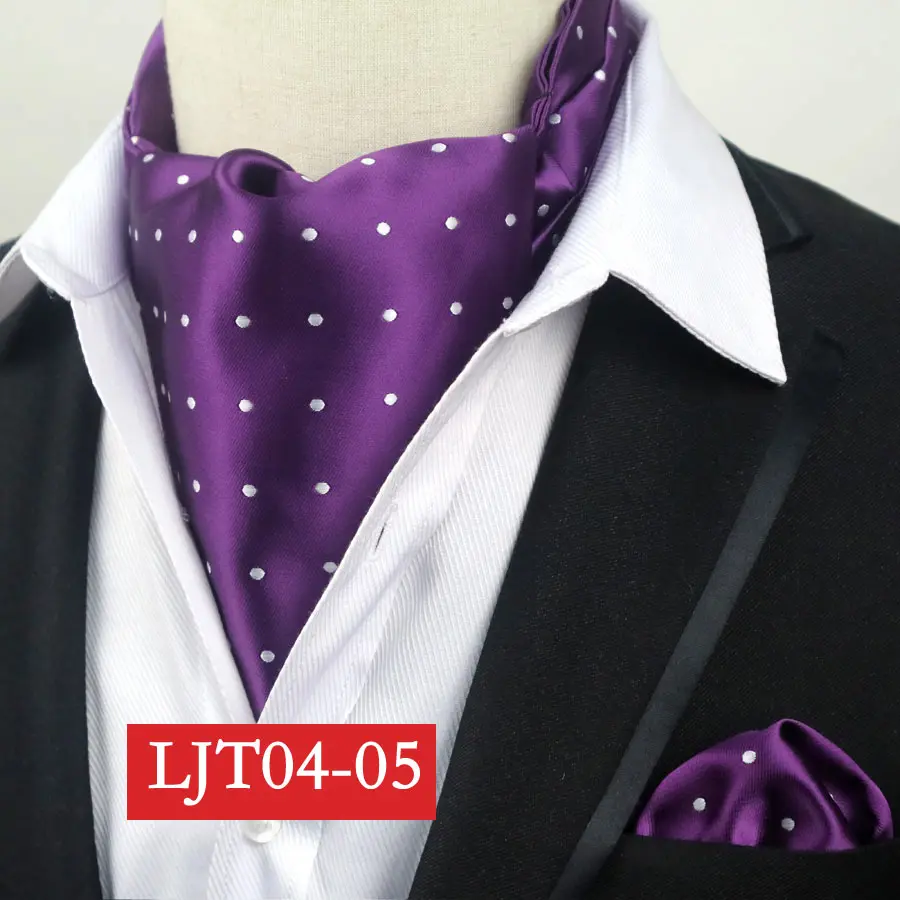 YISHLINE модный мужской шелк аскотский галстук и платок набор в горошек Карманный квадратный галстук наборы для свадебной вечеринки - Цвет: LJT04-05