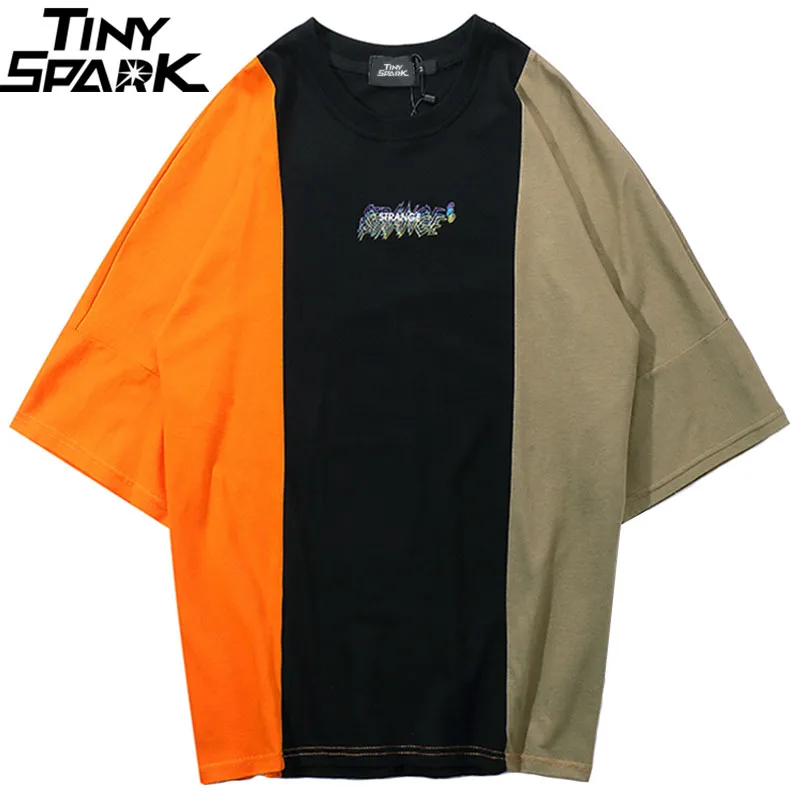 2019 الرجال الهيب هوب T قميص المتضخم اللون كتلة خليط تي شيرت الشارع الشهير الصيف المتناثرة التي شيرت سكيت القمم المحملة القطن 2019 الرجال الهيب هوب T قميص المتضخم اللون كتلة خليط تي شيرت الشارع الشهير الصيف المتناثرة التي شيرت سكيت القمم المحملة القطن