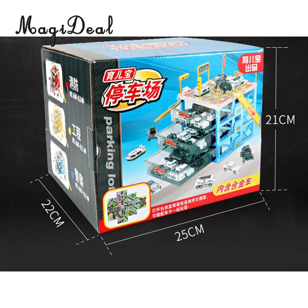 Kids Educational Three-layer Drawers Car Garage Box Storage Parking Lot Building Playset Children Educational Toy