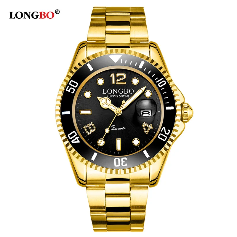  Luxury LONGBO brand lovers watches couple waterproof stainless steel quartz gold watch men women dress business clock 80076