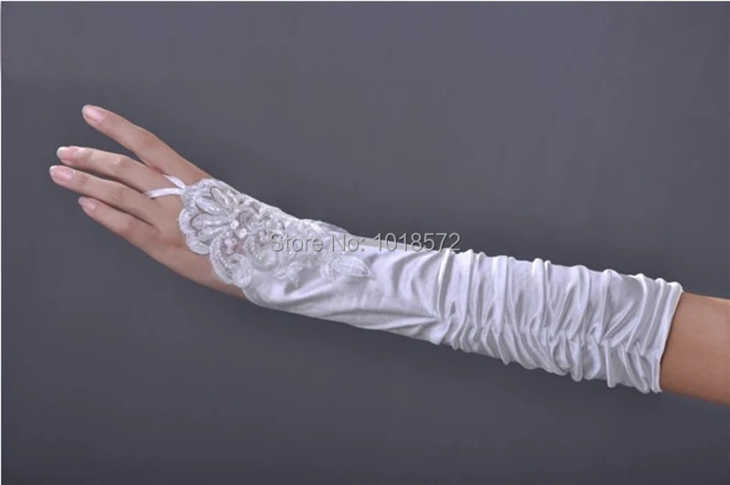 Новое поступление Свадебные перчатки с кружевная Апликация Модные без Пальцев белые/слоновая кость Свадебные платья элегантные свадебные аксессуары