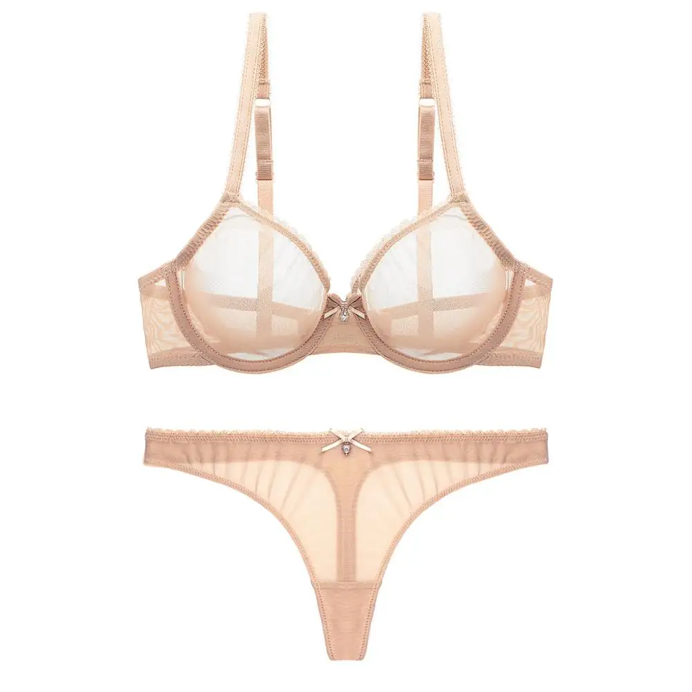 

Women See-Through Lace Push Up Transparent Everyday Bra and panties thong