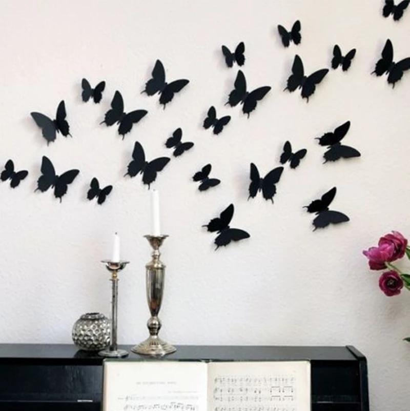 12pcs 3D Butterfly Wall Stickers Butterflies Docors Art DIY Decorations