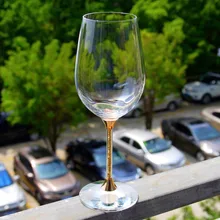 Модные 2 шт. 515 мл/18 унц. свинец хрустальные свадебные бокалы набор из 2 с реальными золотой фольги В стволовых