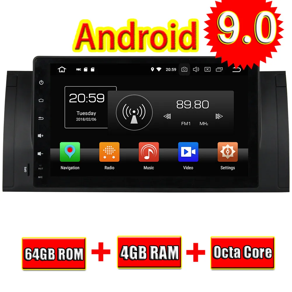 

TOPNAVI Android 9.0 Car Media Center GPS Navigation for BMW M5 E39 (1995-2003) X5 E53 (2000-2007) Radio CD Player Stereo NO DVD