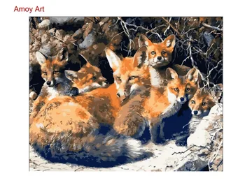 

frameless oil paint painting by numbers diy picture drawing coloring by numbers on canvas painting by hand wall paint fox family
