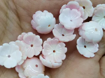 

high quality Genuine Pink Queen Conch Shell ,Pearl Shell Rose flower fluorial Cup Crown Hand Carved loose beads 8 10 12mm 20pcs