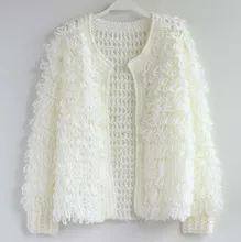 2017 Women Wool Blends Cardigan Furry Knitted Sweaters Open Stitch Crochet Outerwear