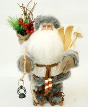 Cosette 12″ Grey Christmas Father Santa Claus Decor Home Collection Holly Big Beard Lantern Hot Sale (30CM height)