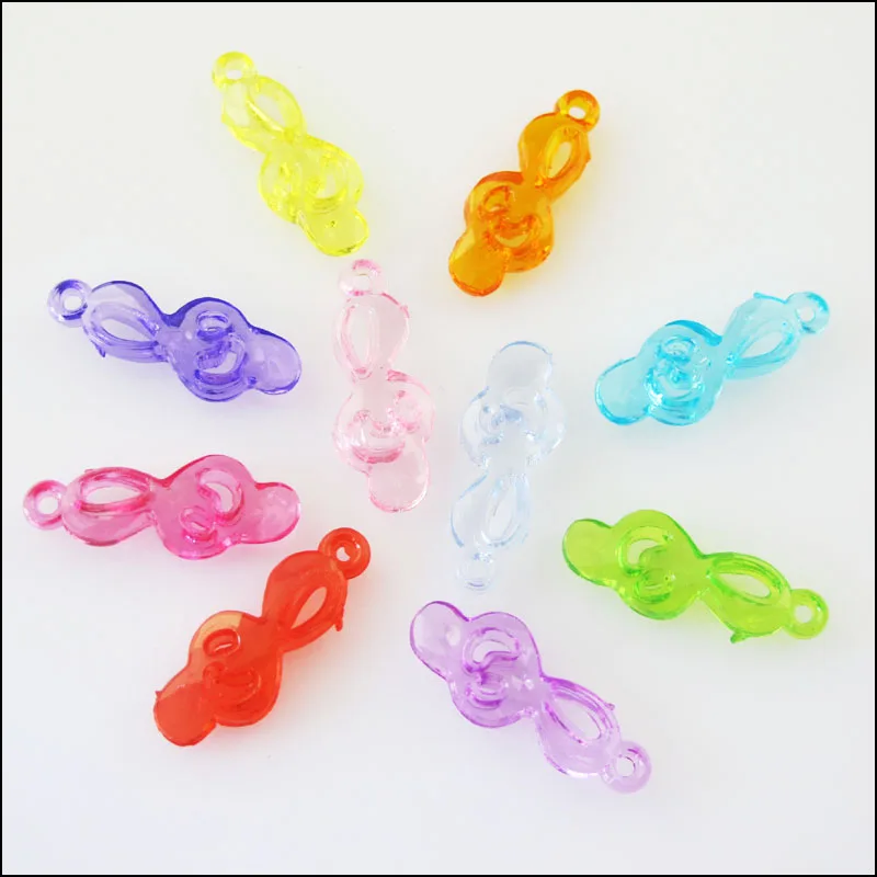 

New 30Pcs Mixed Plastic Acrylic Musical Note Charms Pendants 10x26.5mm