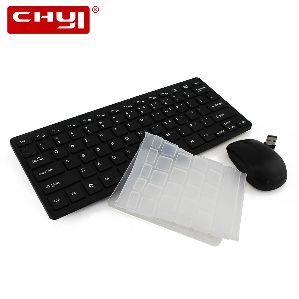 

Ultra Slim 2.4Ghz Wireless Keyboard with Mouse USB Receiver Mice Keyboard Protective Cover Combo Kit for Desktop Computer