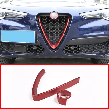 

2pcs Red and Carbon Fiber Color ABS Plastic Front Grill Decoration Frame Trim For Alfa Romeo Stelvio 2017 2018 Car Accessories
