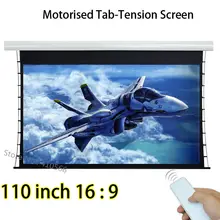 Aluminum Casing Tab Tensioned Electric Projection Screen 110inch 16:9 Format Best For InFocus Acer 3D Projector