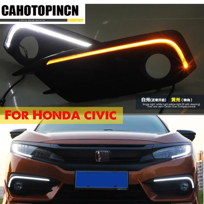 

For Honda Civic 2016 2017 2018 12V LED Car DRL Daytime Running Light Driving Daylight fog lamp with Turn Signal style Relay