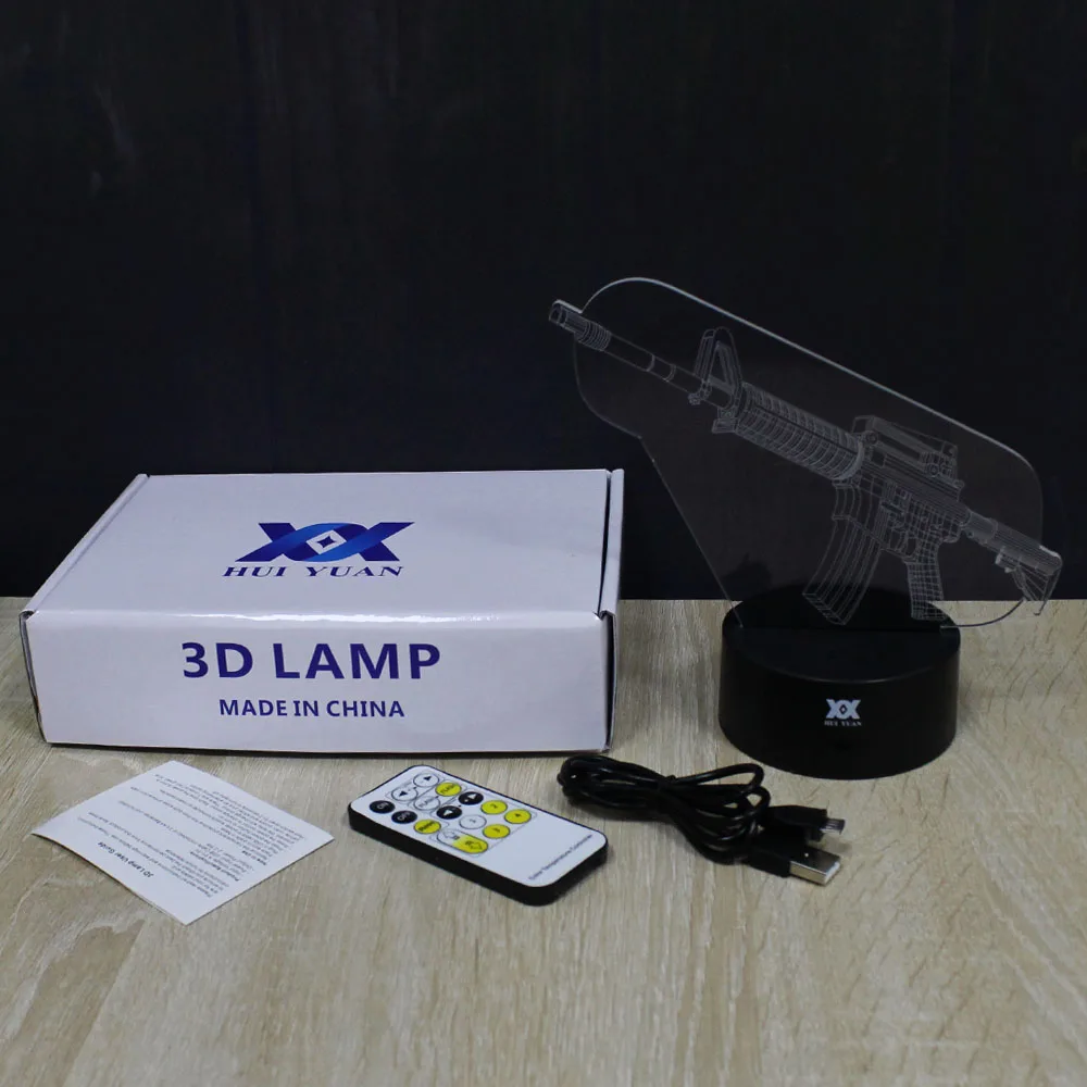 USB 3D пистолет лампа пульт дистанционного управления 7 цветов Изменение ночник светодиодный декоративный Настольный светильник AA батарея