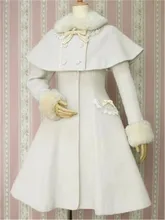 Gothic Punk Lolita Capa de Navidad Cosplay Invierno Larga Chaqueta de Abrigo de Las Mujeres Negro Vestido de Partido Cosplay Traje Uniforme Por Encargo