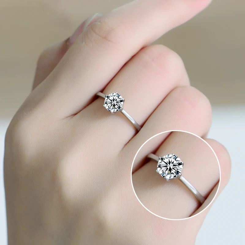 Stříbrné prsteny Nový Hot Sell Classic Design 925 Sterling Silver Shiny Zircon Rings pro ženy výročí dárek velkoobchod
