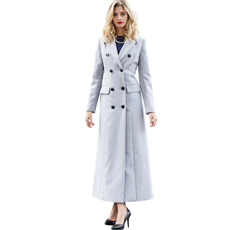 OL British Style Spring Double breasted Long Coat Women Buttons ...