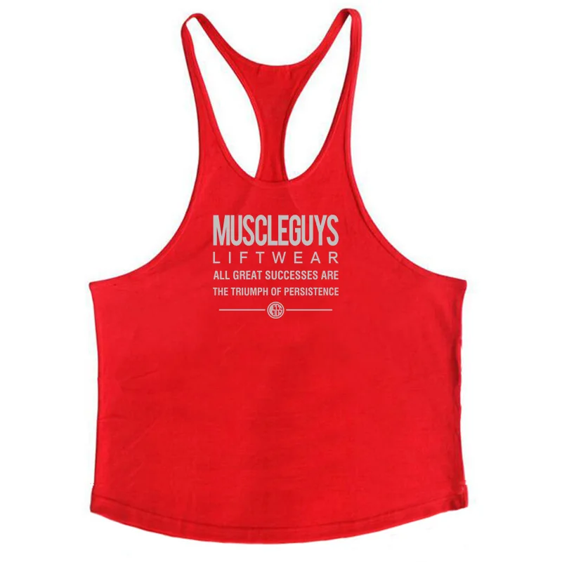 Тренажеры торговой марки muscleguys Warrior одежда Singlets Мужская майка мышцы рубашка тренировки для бодибилдинга фитнес жилет - Цвет: red168