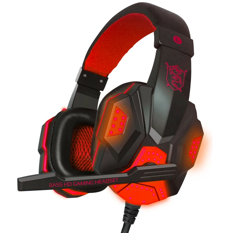 Gaming Headset Big Earphones Stereo with Microphone for computer PC Laptop Gamer