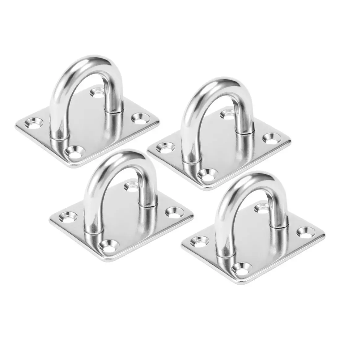 

304Stainless Steel 10mm Thick Ring Square Sail Shade Pad Eye Plate Boat Rigging 4pcs
