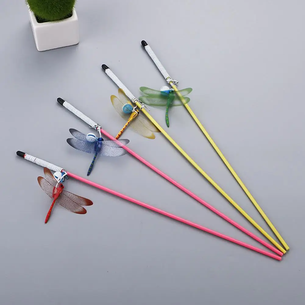 

Funny Short Wand Lifelike Dragonfly Pet Cat Bell Tease Play Interactive Toy