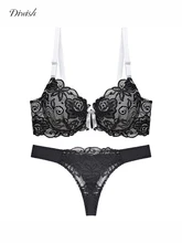 Diwish Sexy Bra Set Women Lace Lingerie Push Up with Brief Embroidery Bralette Women 5 Colors Bowknot Underwear Set Cup BC bowknot cut out lingerie bralette set