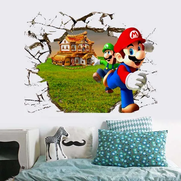 3D Super Mario Bros Cartoon Wall stickers for kids...