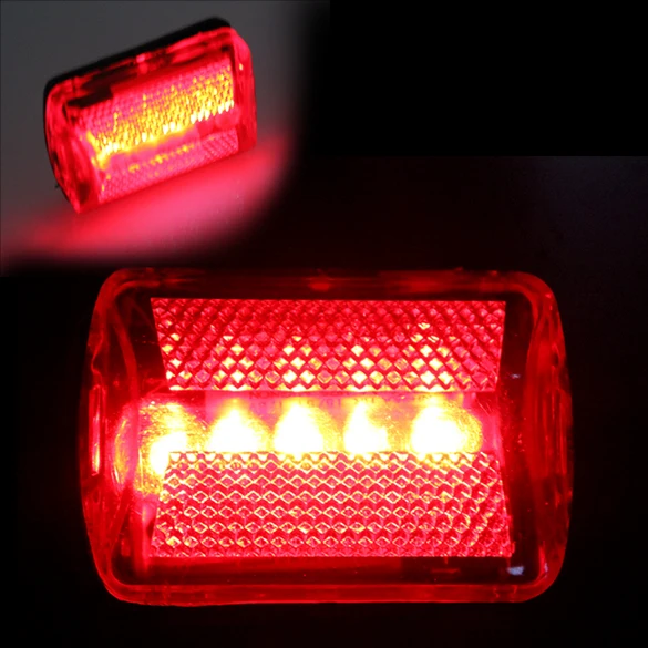 Best Waterproof Bike Bicycle 5 LED Rear Tail Light Lamp Bulb Red Back Cycling Safety Warning Flashing Lights Reflector Accessories 2