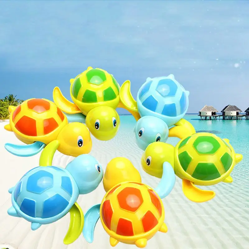 Милые Мультяшные морские животные Черепаха детские игрушки для купания классические детские плавающие черепахи заводные на цепочке развивающие пляжные игрушки для купания для детей - Цвет: Random Color 1