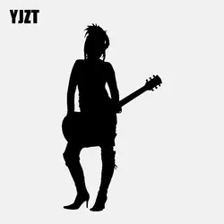 YJZT 8,3 см * 15,6 сексуальный силуэт девушка с гитары рок музыка винил черный/серебристый автомобиль стикеры C22-0713