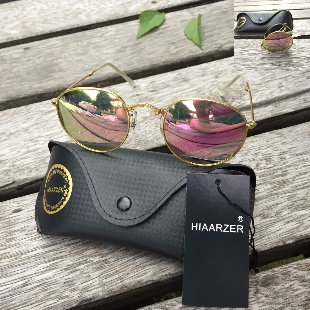 

High Quality Round Folding Polarized Sunglasses Fashion Vintage Mirror Metal Frame Men Women Retro Fishing Sun Glasses With Box