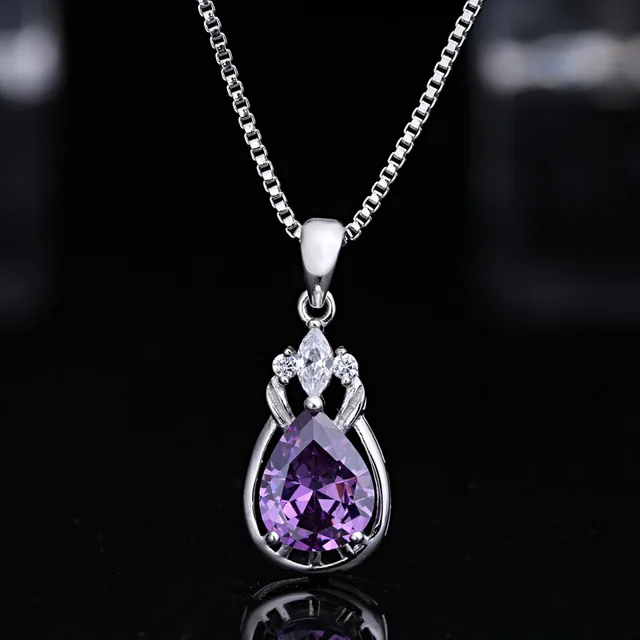 BSL Colored Gemstone Fine Jewelry 925 Sterling Silver Amethyst Necklace