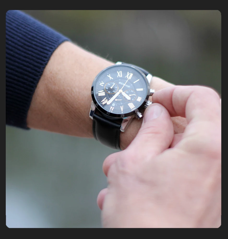 Мужские часы s BENYAR, кварцевые мужские часы с хронографом, Топ бренд, роскошные кожаные мужские спортивные часы, водонепроницаемые мужские часы