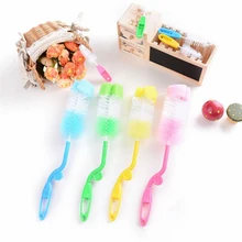 1pcs Long Handle Easy Clean Crib Nipple Cup Sponge Brush Baby Milk Bottle Glass Cup Scrubber Washing Cleaning Tool Color Random