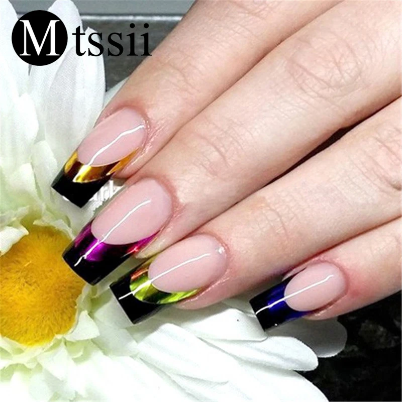 Mtssii 5 sheets/pack Metallic Effect French Manicure DIY Nail Art Sticker Colorful Strap Adhesive Arc Foil Tool | Красота и здоровье