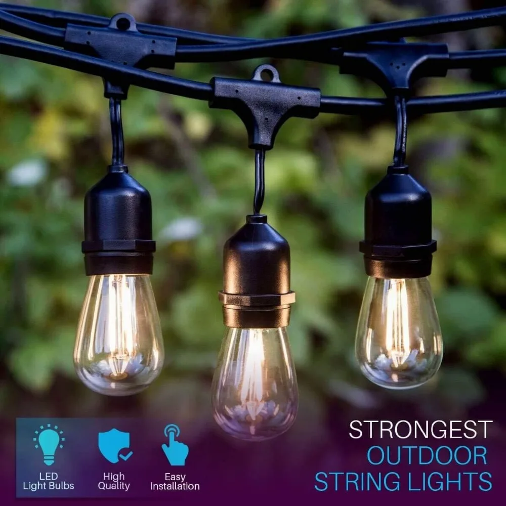  IP65 15M LED S14 String Lights Waterproof E27 Warm LED Retro Edison Filament Bulb Outdoor Street Ga - 32901891095