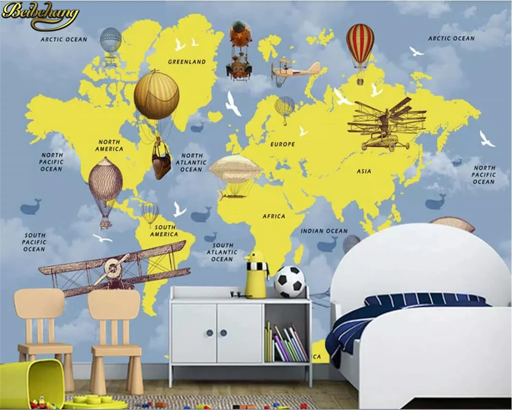 

beibehang Custom Photo Wallpaper Mural Cartoon World Map Background wallpapers for living room wall papers home decor