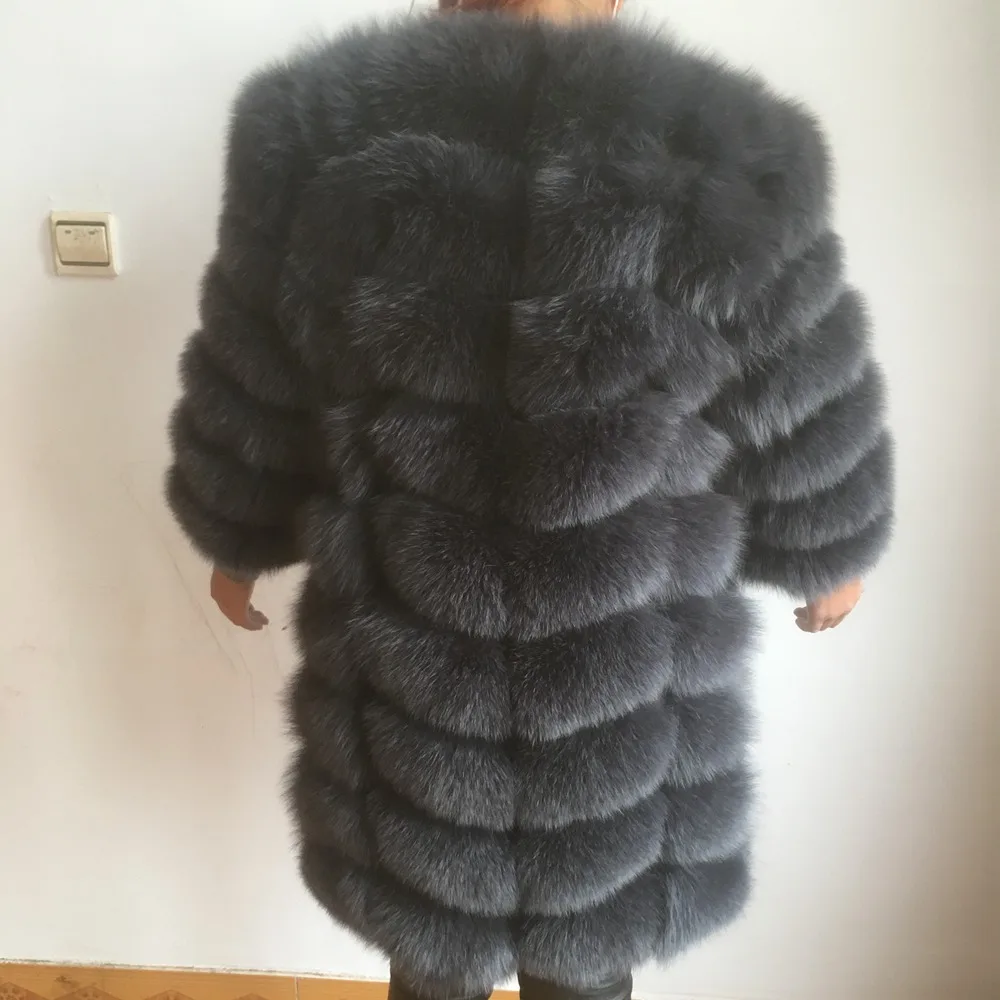 Натуральный мех лисий мех жилет 90 см длинное пальто рукава дизайн для женщин рукава можно демонтировать