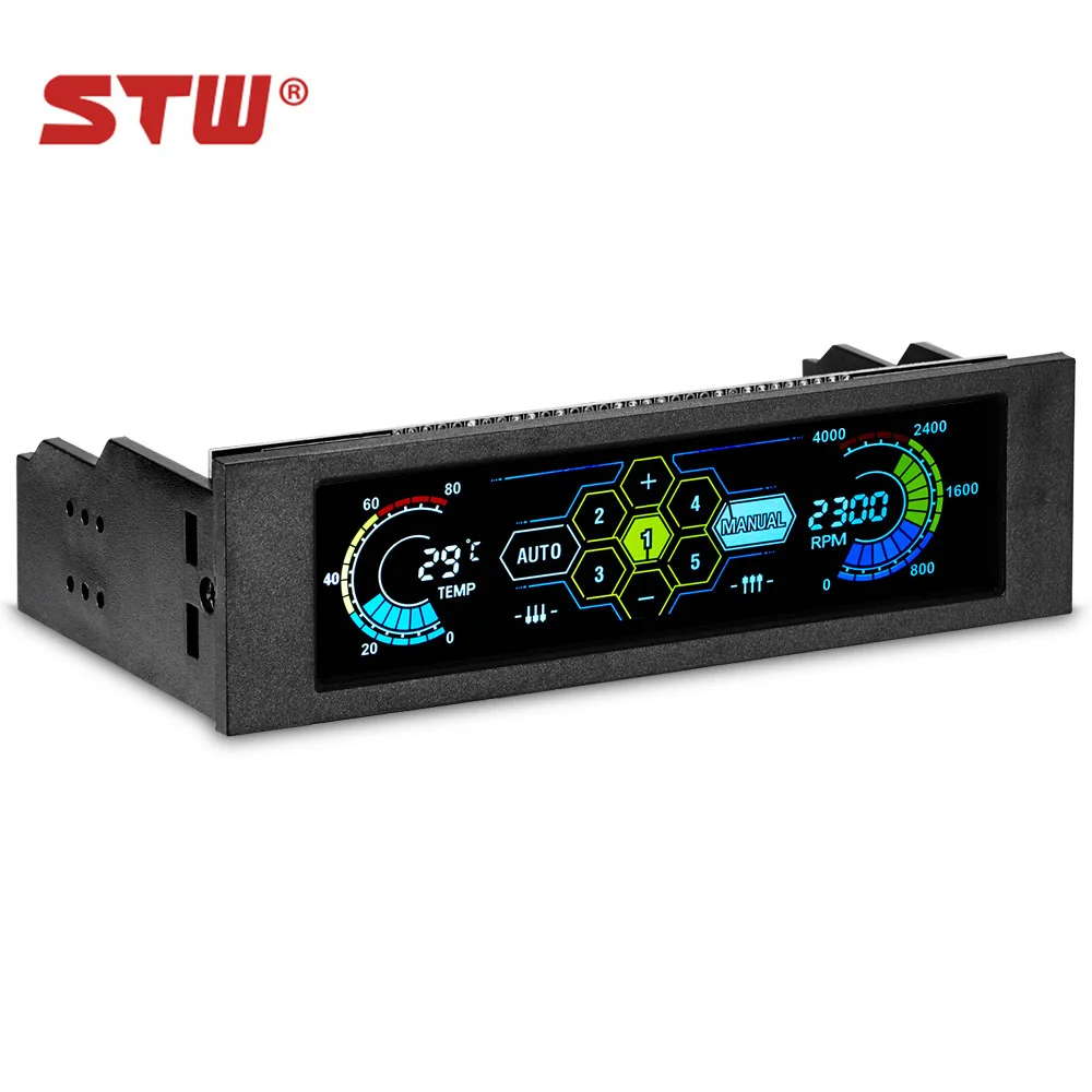 

STW 5036 5.25" Drive Bay PC case Fan Computer CPU Cooling LCD Front Panel Temperature Controller Fans Speed Control for Desktop