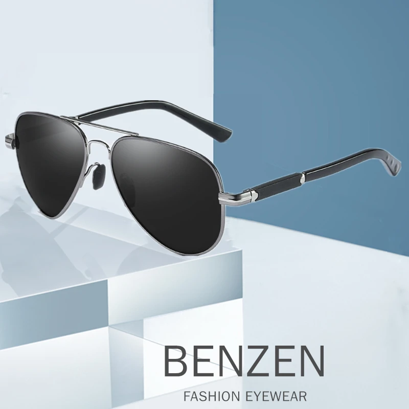 BENZEN, солнцезащитные очки, мужские, классические, поляризационные, солнцезащитные очки для мужчин, с защитой от ультрафиолета, очки для вождения, очки пилота, черные, 9332