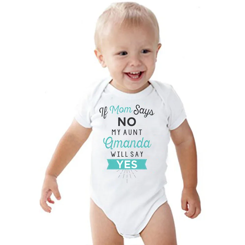 

bodysuit Newborn Boy Girl Short Sleeve Letter Print If Mom Says My Aunt Amanda Will Say Yes Cotton Romper Outfits Baby Clothes