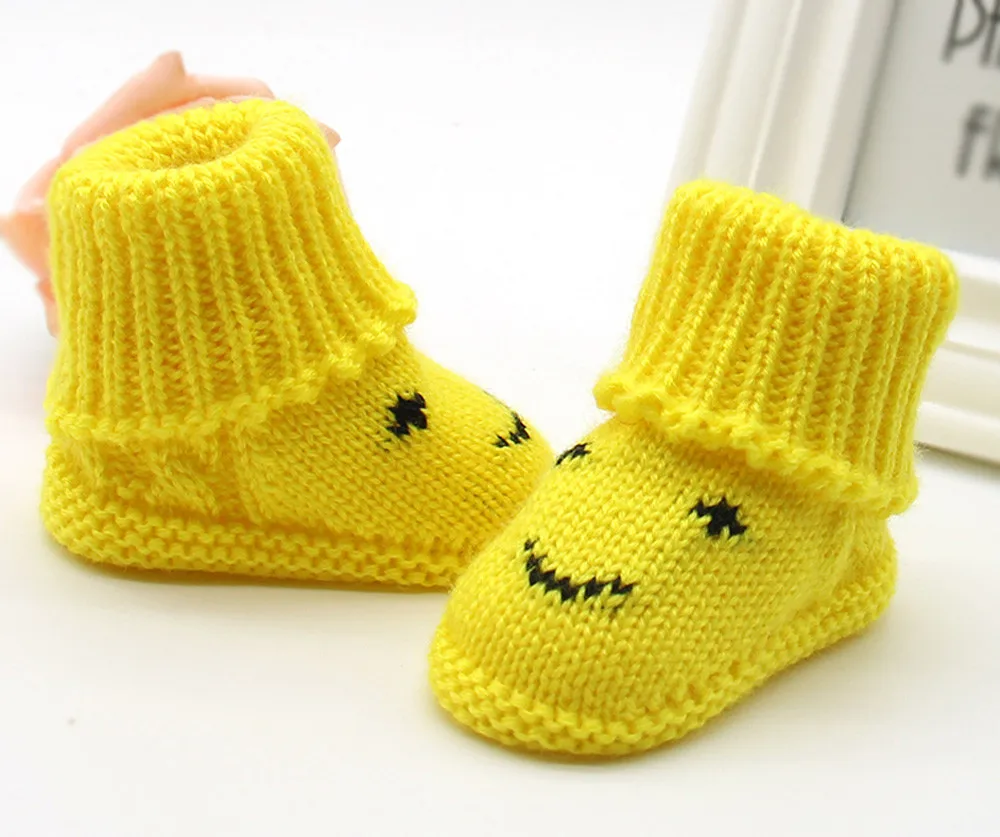 Warm Winter Soft Woolen Baby Shoes Infants Crochet Knit Fleece Warm Boots Toddler Girl Boy Wool Snow Crib Shoes Booties First