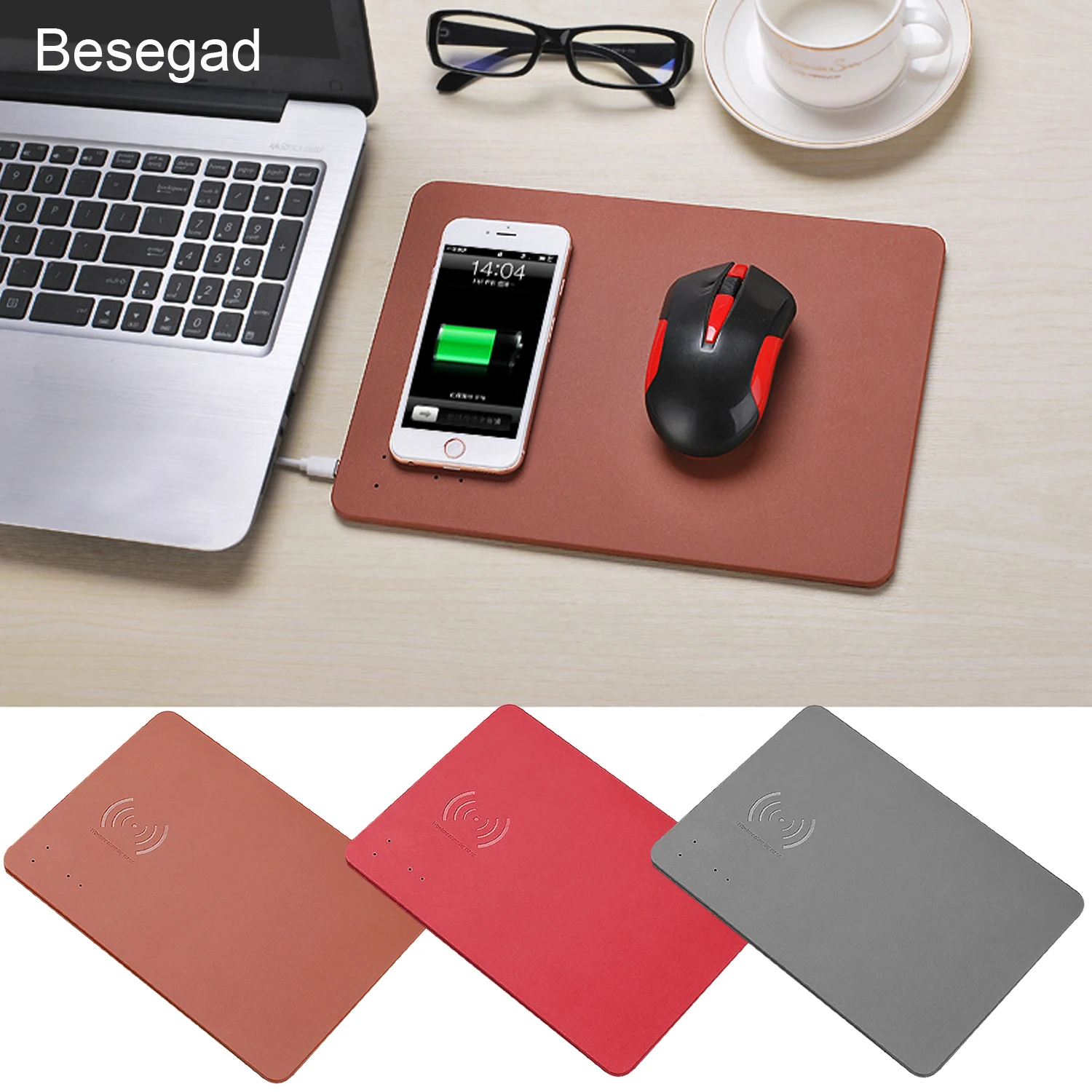 

Besegad 2 in 1 Wireless Charger Mousepad Charging Mouse Pad Mat for iPhone 8 Plus X Samsung S8 Plus Huawei Nokia Motprola HTC