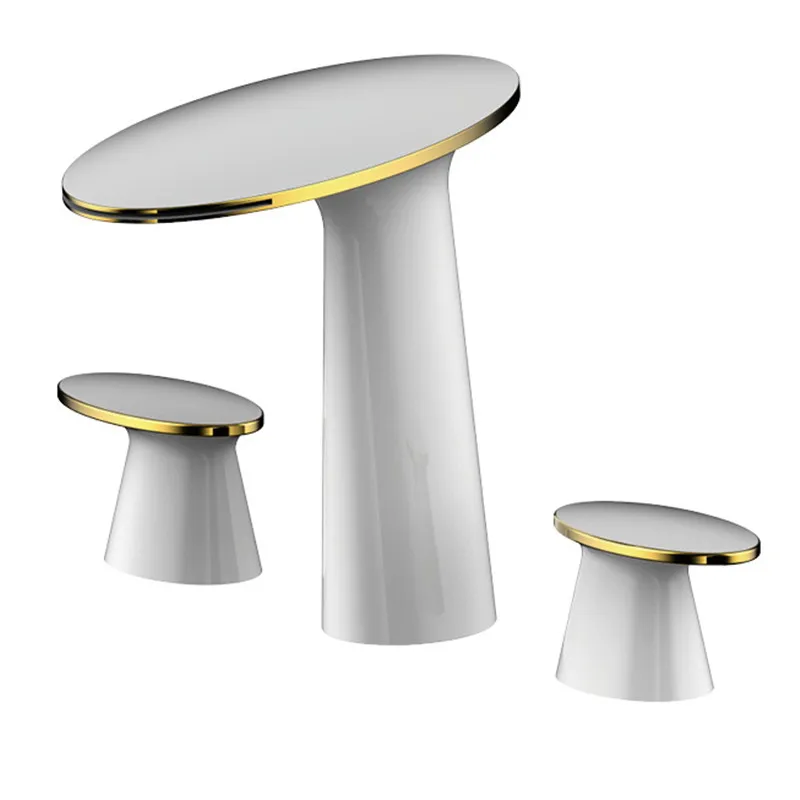 

all copper black and white coloured hot and cold three hole basin faucet three sets of bathroom cabinet basin waterfall water