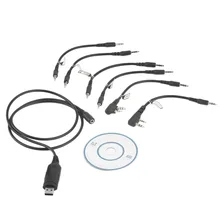 New 6 in 1 USB Program Programming Cable Adapter +CD For Walkie Talkie Radios Hot Selling Drop Shipping